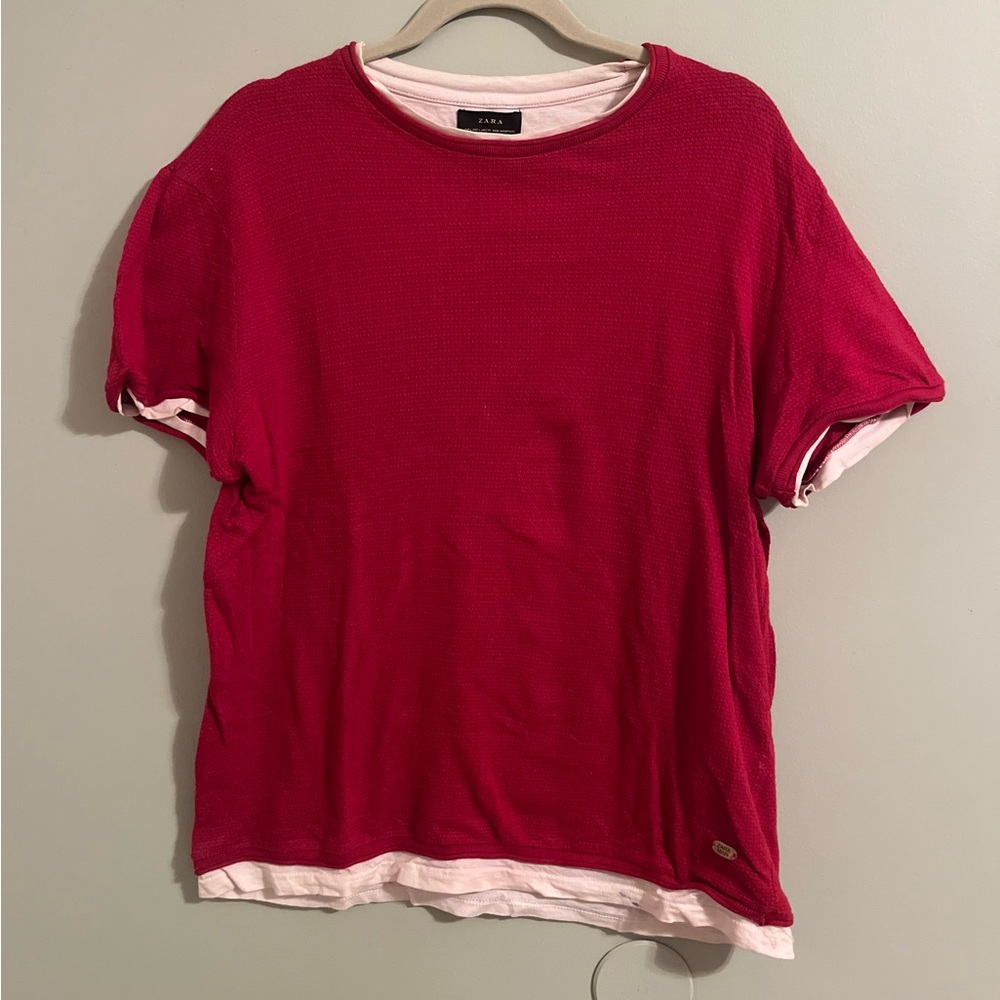 Zara red shirt with white lining